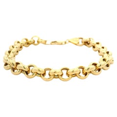 Estate 14k Yellow Gold Puffed Rolo Chain Link Bracelet 6.5in