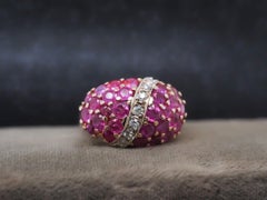 Bague en or jaune 14K à rubis et diamants - VHK#302A