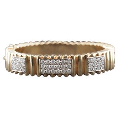 Estate 14K Yellow Gold Scalloped Bangle with Diamonds - VHK#251A