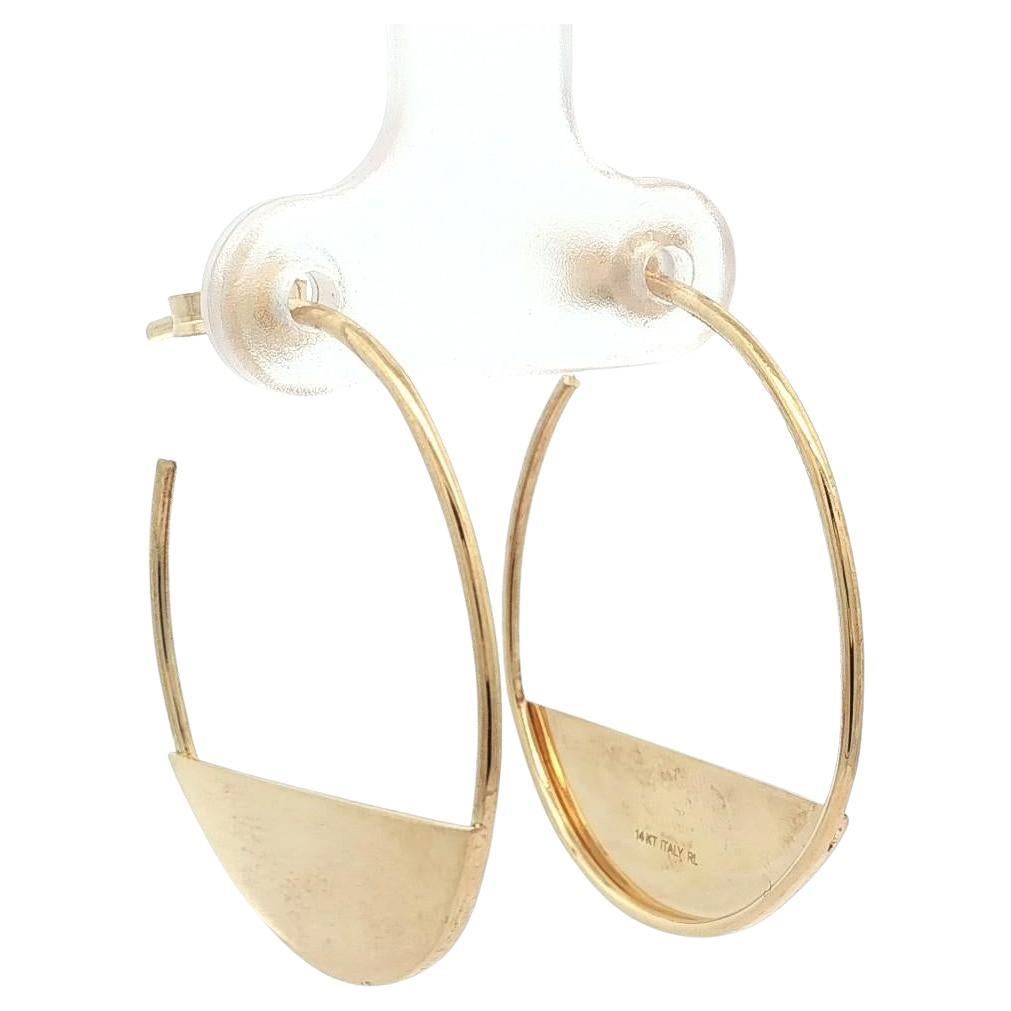 Orecchini a cerchio medi geometrici a semicerchio in oro giallo 14k Estate in vendita