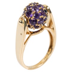 Estate 14k Gelbgold Spinning lila Amethyst Cluster Ball Cocktail Ring