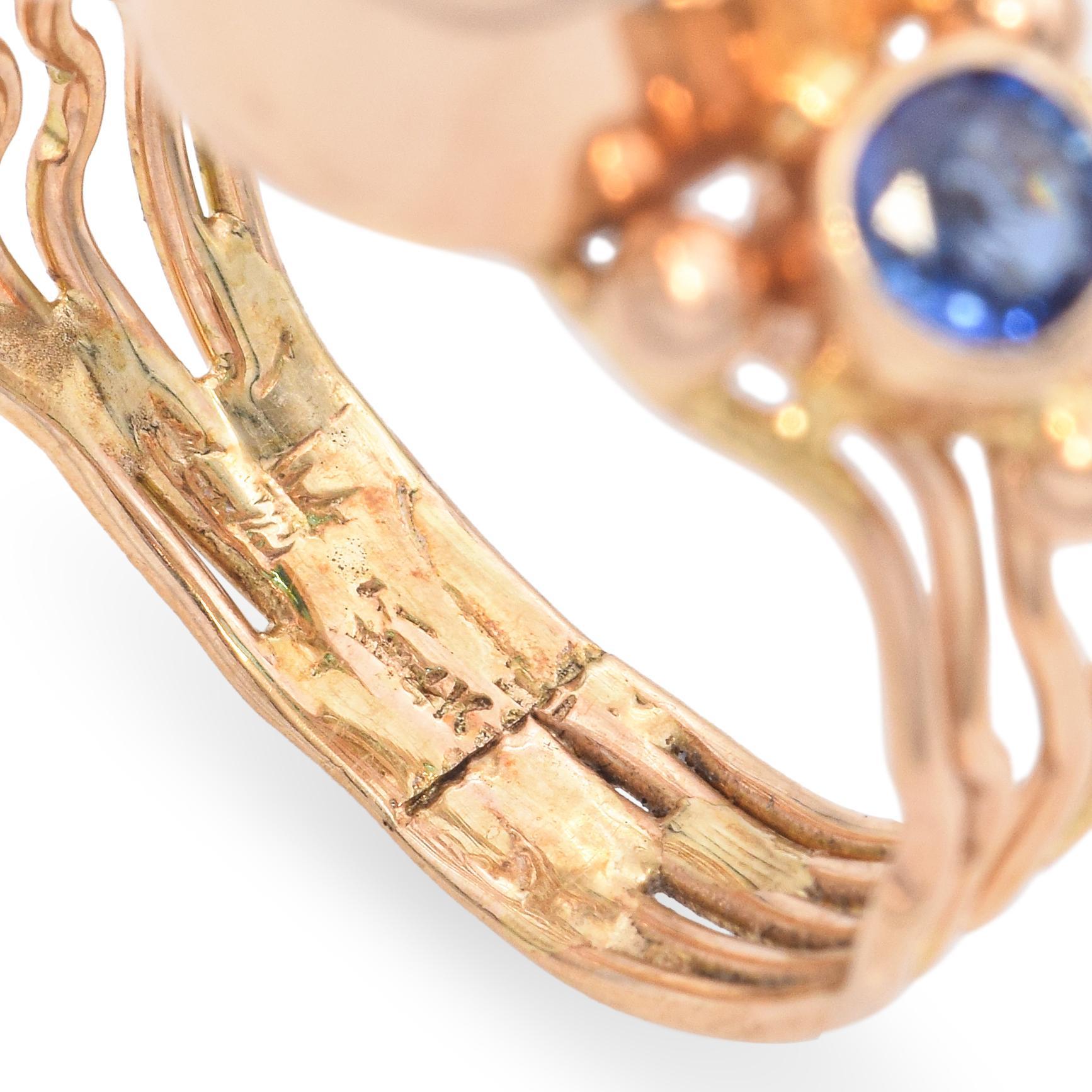 Women's Estate 14k Yellow Gold Topaz and Sapphire Ring