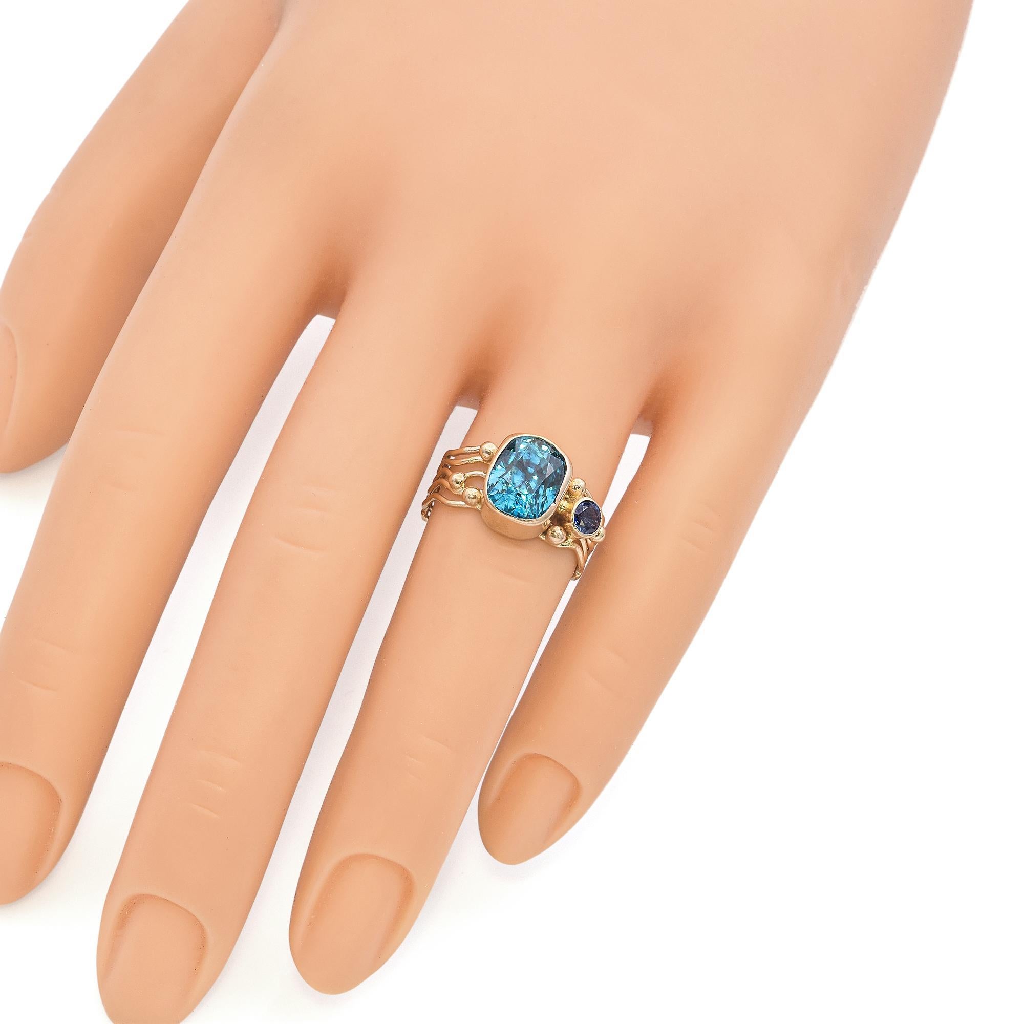 Estate 14k Yellow Gold Topaz and Sapphire Ring 1