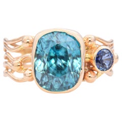 Estate 14k Yellow Gold Topaz and Sapphire Ring