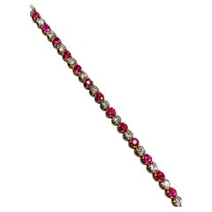 Nachlass 14K Gelbgold Vivid Rubin Diamant Linie Tennisarmband 5,50ctw 6,75
