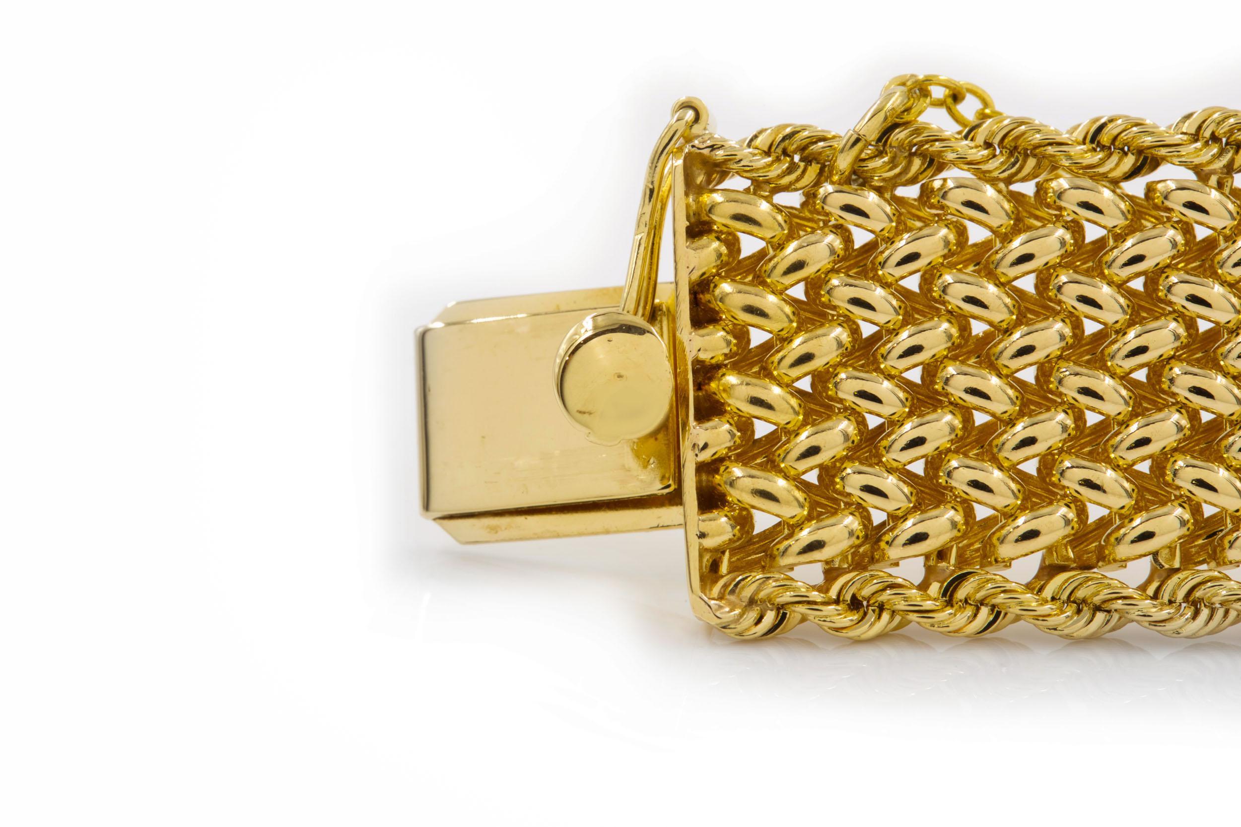 Estate 14K Yellow Gold Woven Mesh Bracelet by Carl Lindstrom 4
