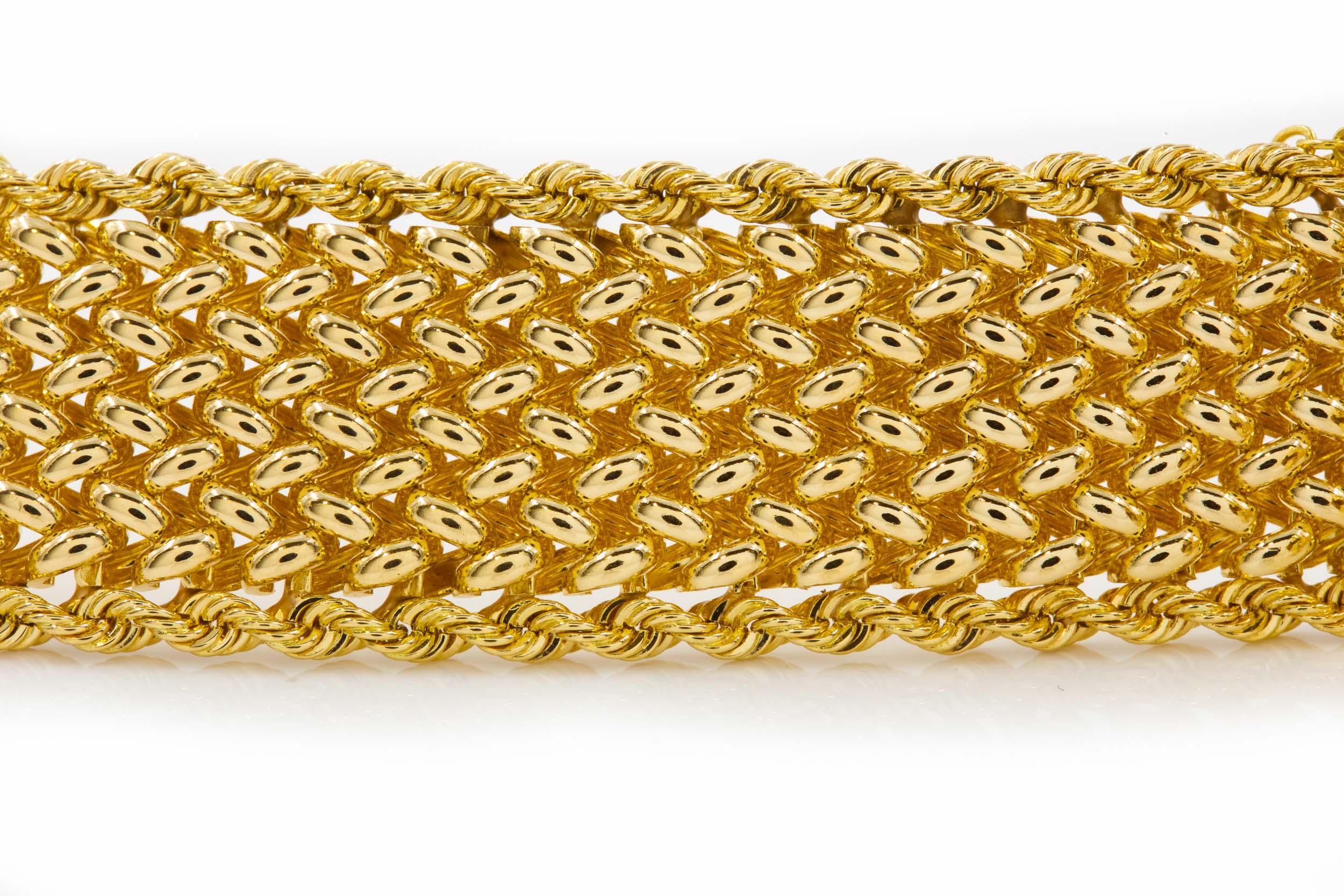 American Estate 14K Yellow Gold Woven Mesh Bracelet by Carl Lindstrom