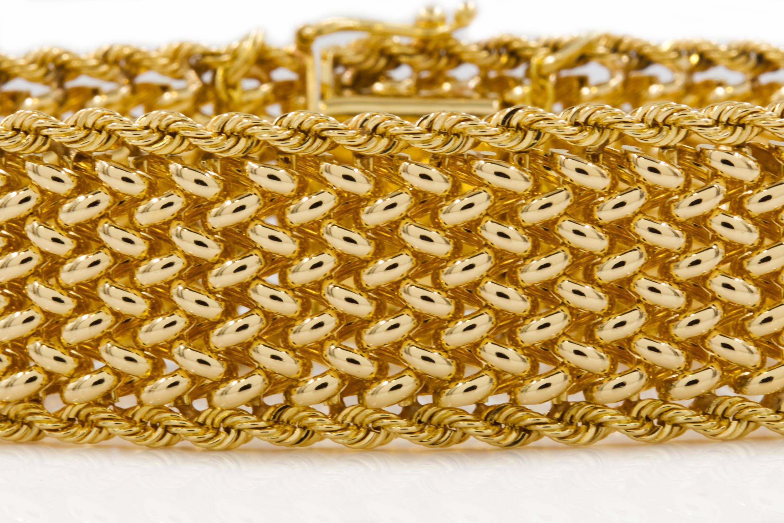 Estate 14K Yellow Gold Woven Mesh Bracelet by Carl Lindstrom 2
