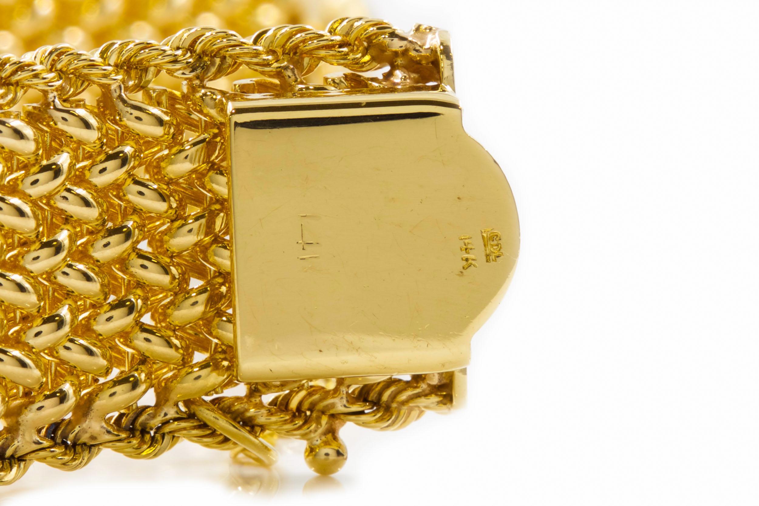 Estate 14K Yellow Gold Woven Mesh Bracelet by Carl Lindstrom 3