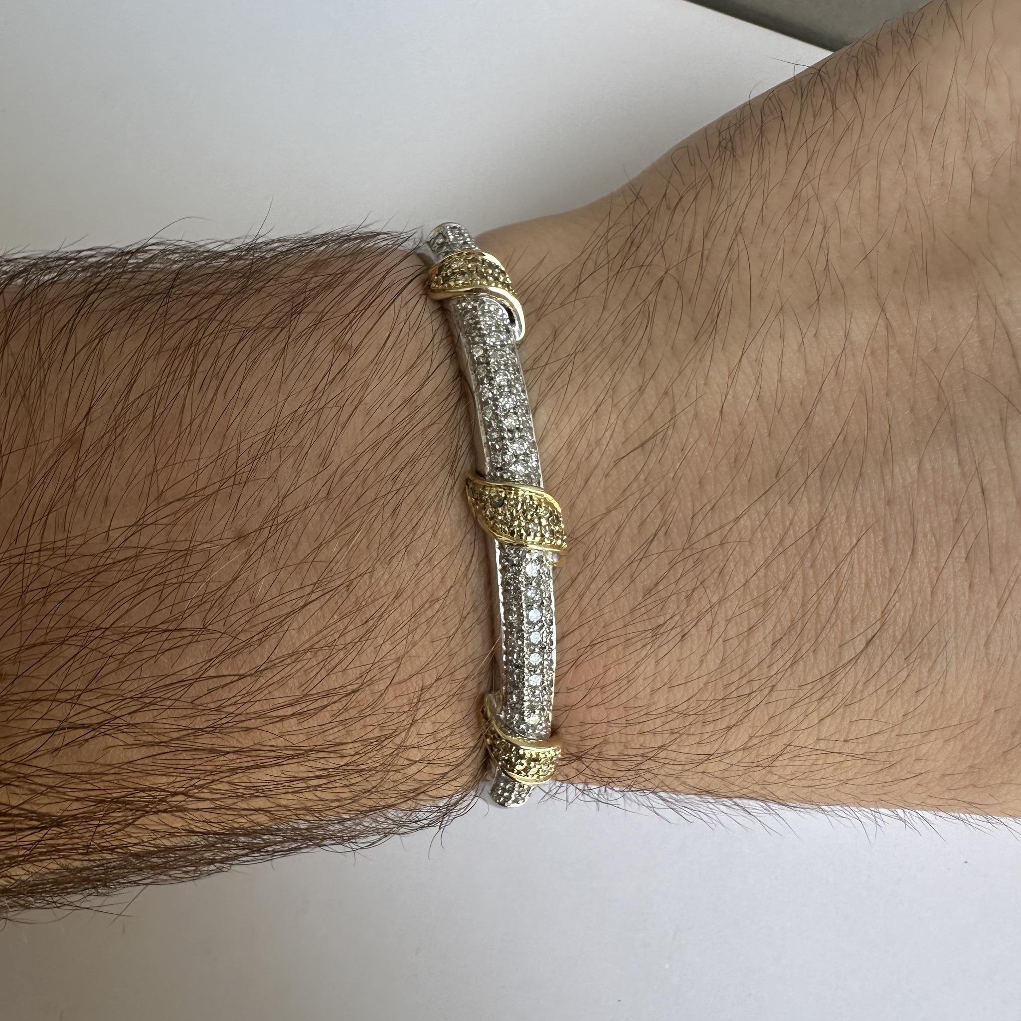 Bracciale in oro 14kt bicolore con diamanti - 2.35ctw diamanti, 25g, usato In condizioni buone a West Hempstead, NY