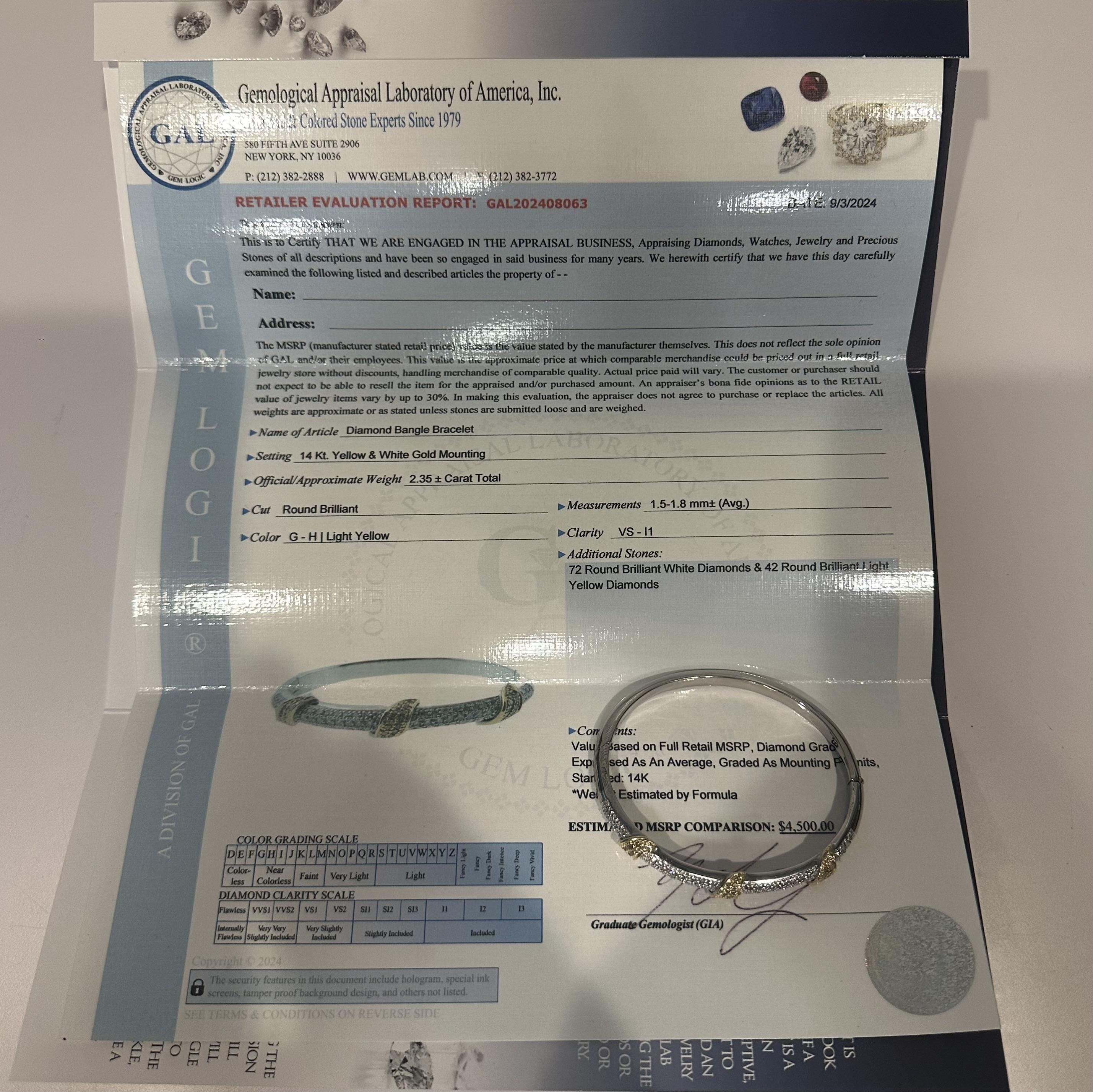 Bracciale in oro 14kt bicolore con diamanti - 2.35ctw diamanti, 25g, usato 1