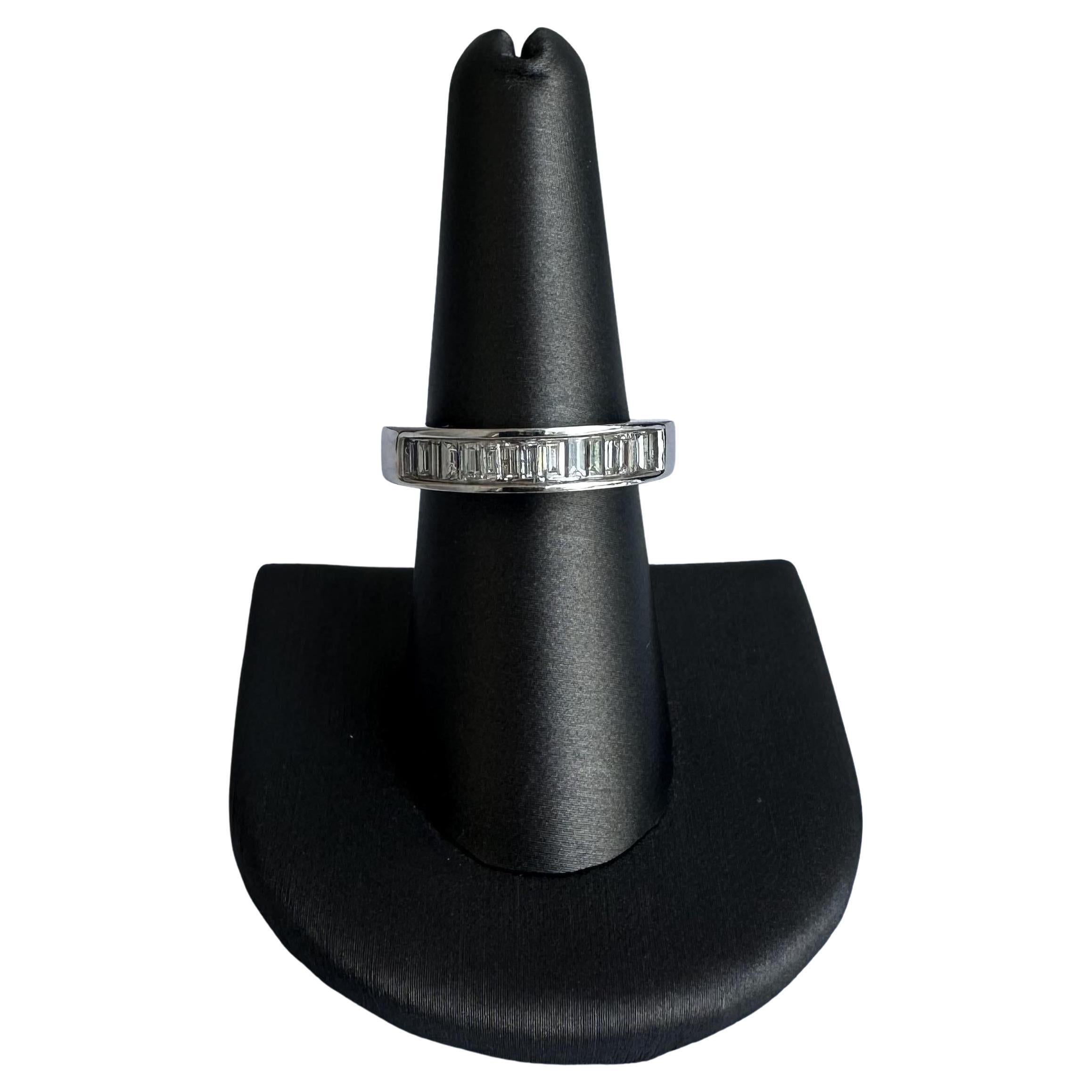 Estate 14kt White Gold Baguette Diamond Ring - 1ctw GH SI Diamonds, Size 7