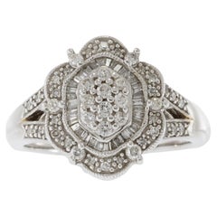 Anello con diamante stile Deco in oro bianco 14KT di proprietà