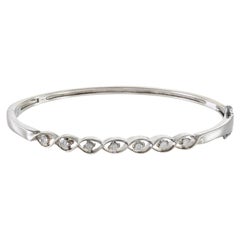 Estate 14KT White Gold Diamond Swirl Bangle Bracelet