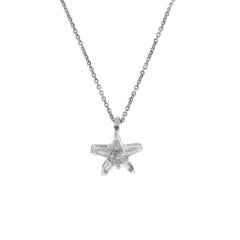 Estate 14KT White Gold Star Diamond Pendant/Charm Plus Chain