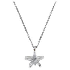 Estate 14KT White Gold Star Diamond Pendant/Charm Plus Chain
