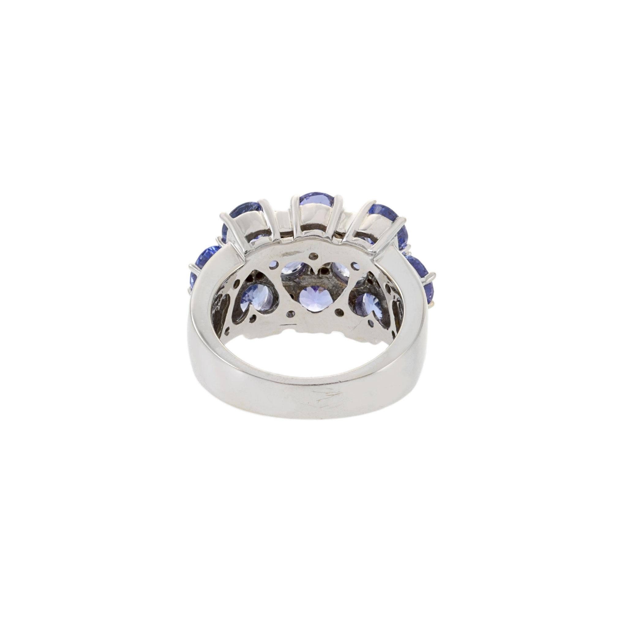 Estate 14KT White Gold Tanzanite And Diamond Cluster Ring For Sale 1