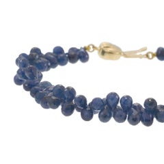 Estate 14KT Gelbgold Blauer Saphir Briolette Perle Armband 60CT-TW