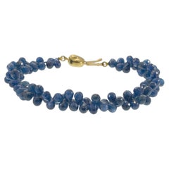 Estate 14KT Gelbgold Blauer Saphir Briolette Perle Armband 60CT-TW