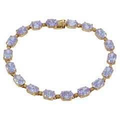 Estate 14KT Yellow Gold Oval Cut Light Purple Cubic Zirconia Bracelet