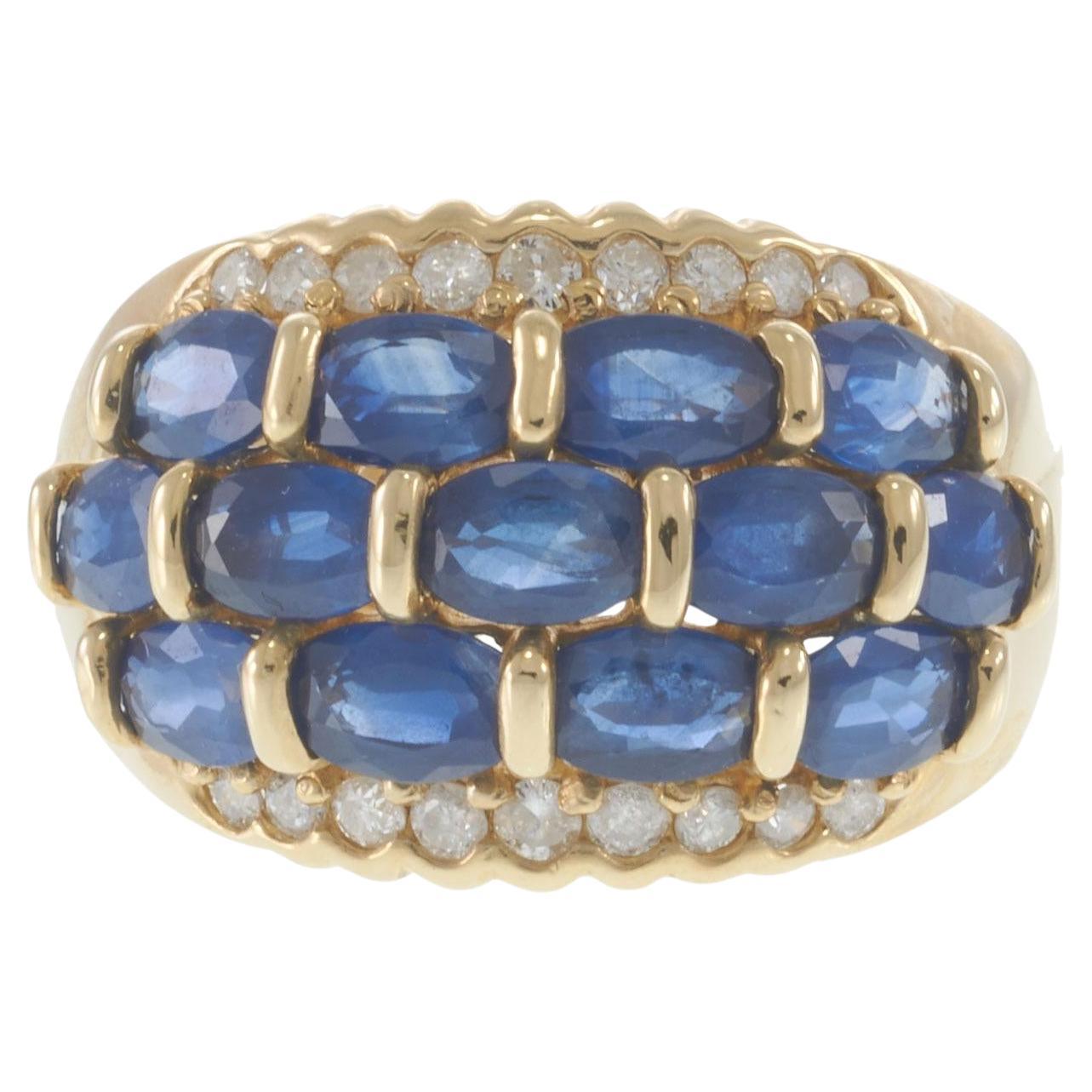 Bague Estate en or jaune 14KT avec saphir et diamant