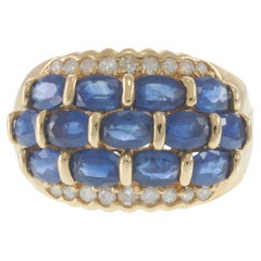 Bague Estate en or jaune 14KT avec saphir et diamant