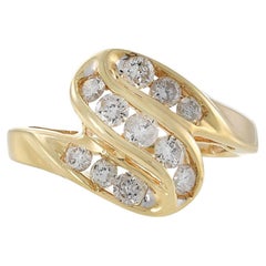 Estate 14KT Yellow Gold Swirl Diamond Ring