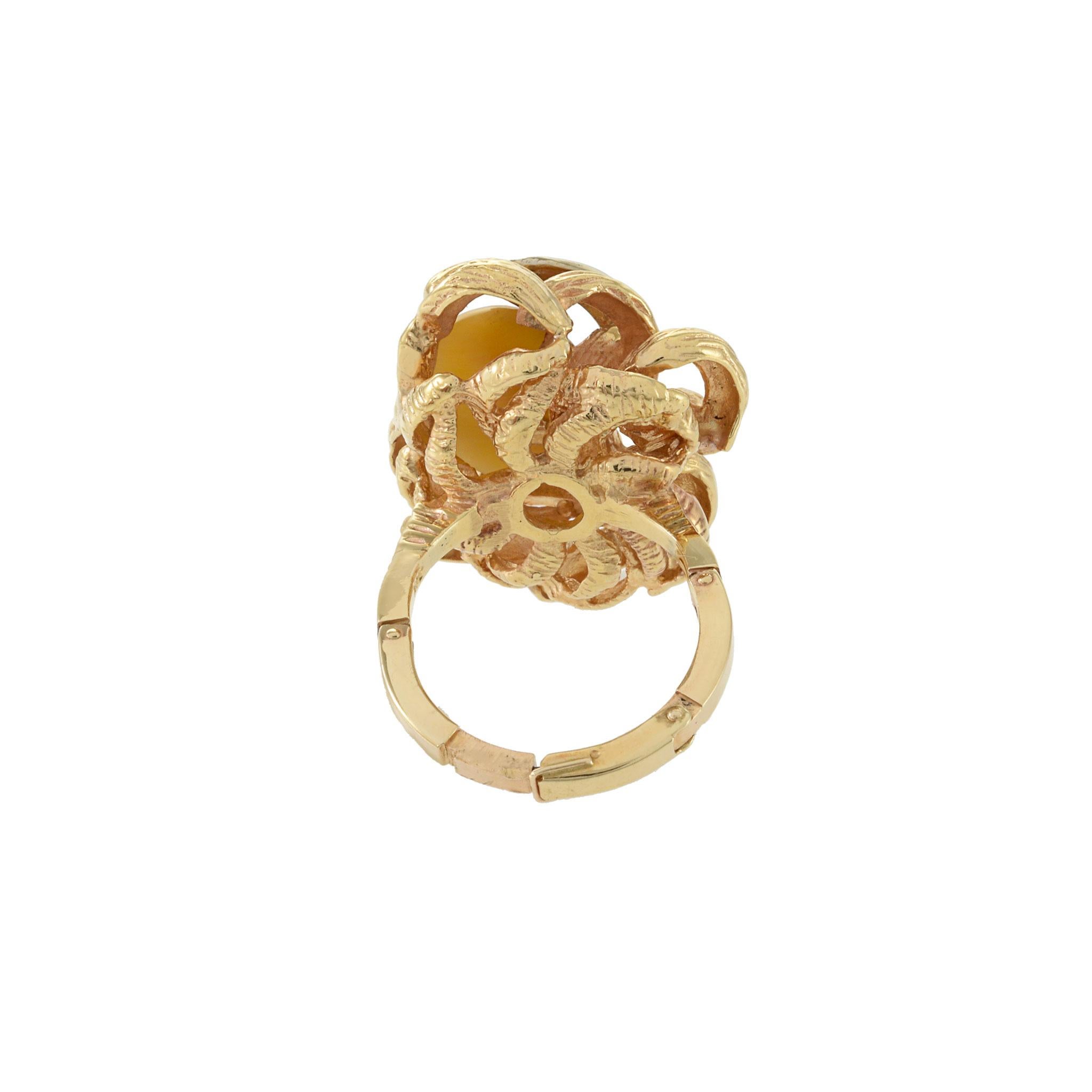 Anello con occhio di tigre in oro giallo 14KT in vendita 4
