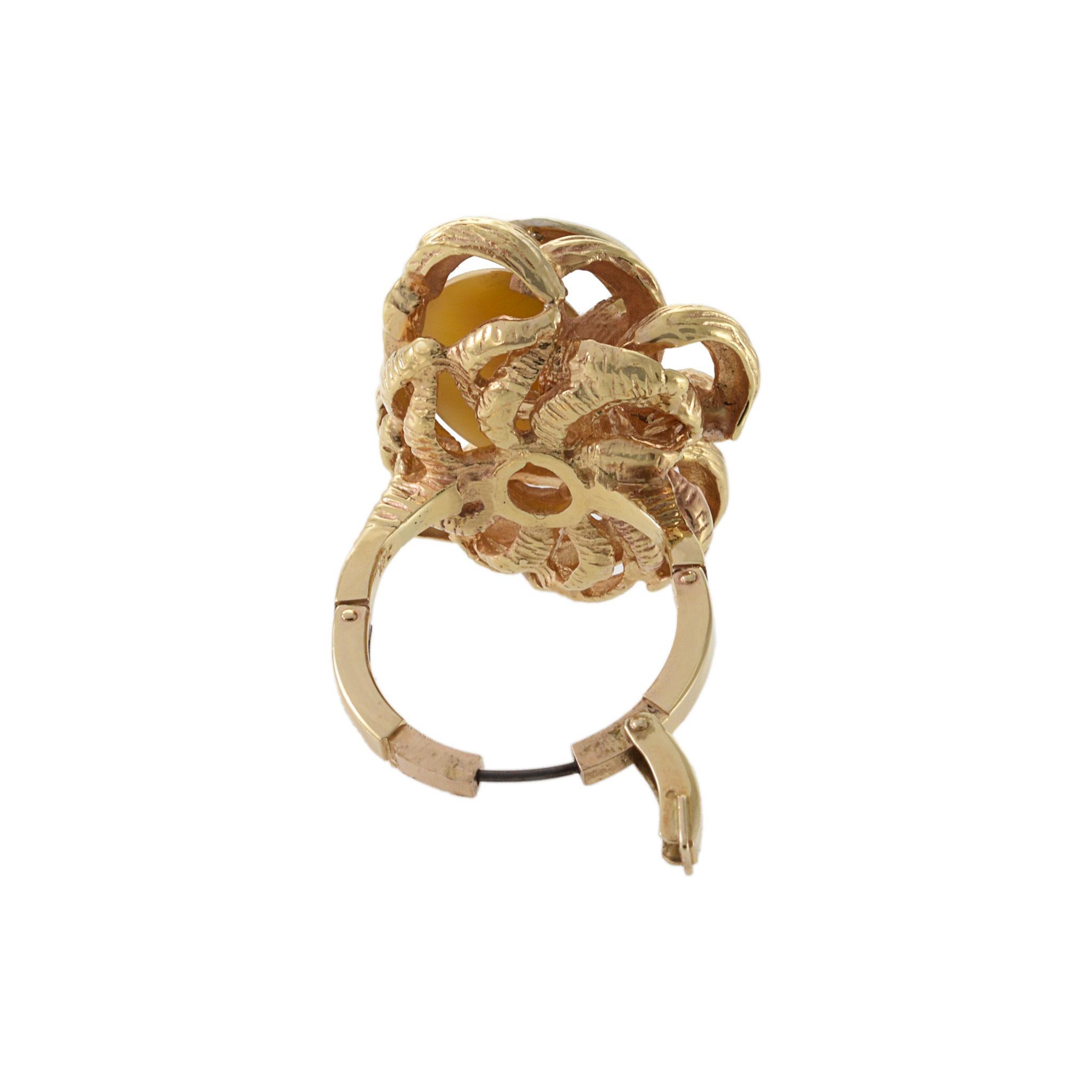 Anello con occhio di tigre in oro giallo 14KT in vendita 3