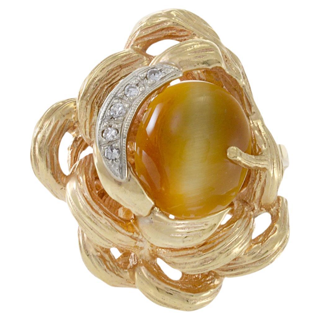 Estate 14KT Yellow Gold Tiger Eye Ring
