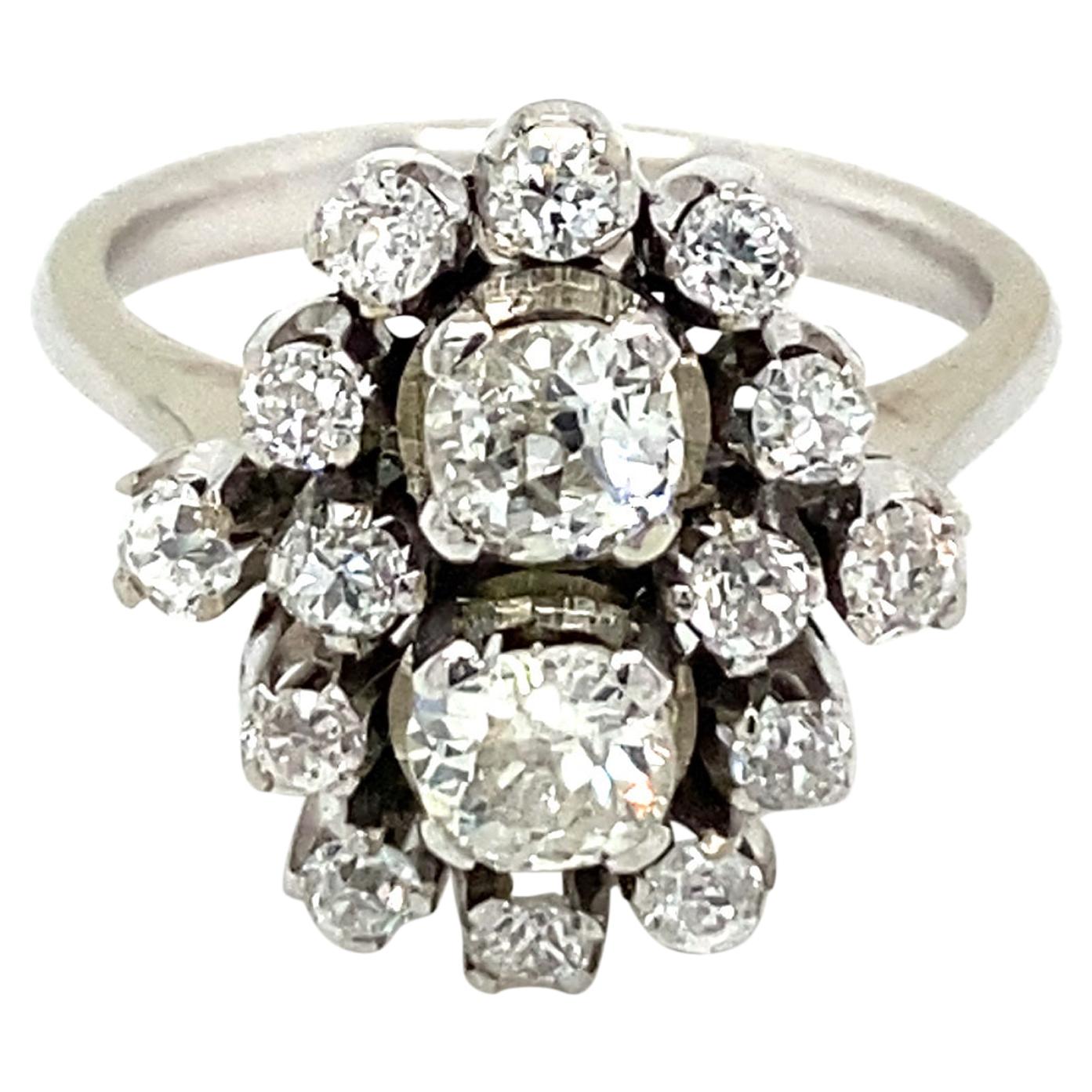 Estate 1.50 Carat Diamond Gold Cluster Ring