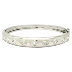 Bracelet jonc de succession en or blanc 18 carats avec diamants de formes multiples de 1,50 carat