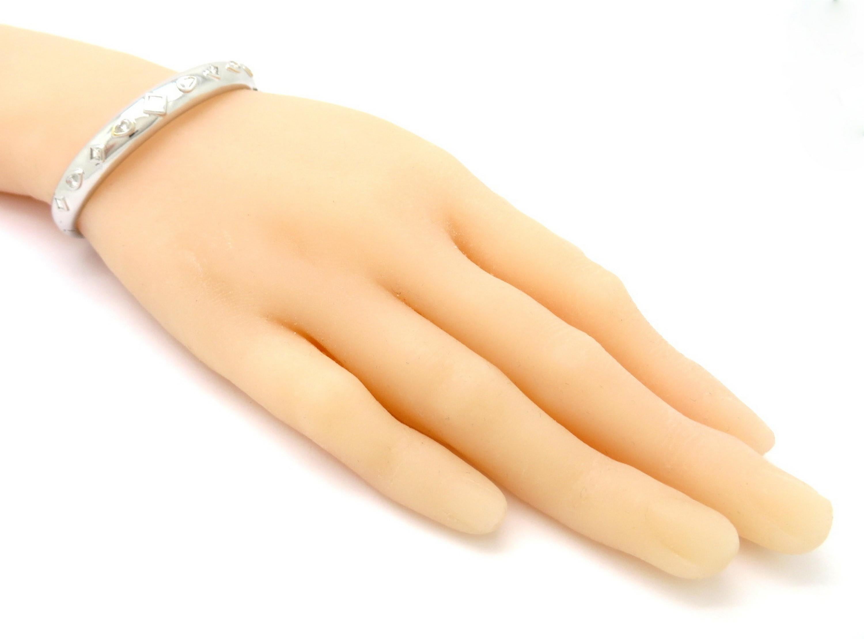 Bracelet jonc de succession en or blanc 18 carats avec diamants de formes multiples de 1,50 carat Pour femmes en vente