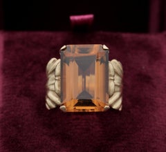 Estate 15.0 Ct Madeira Citrine Artwork 18 KT ring