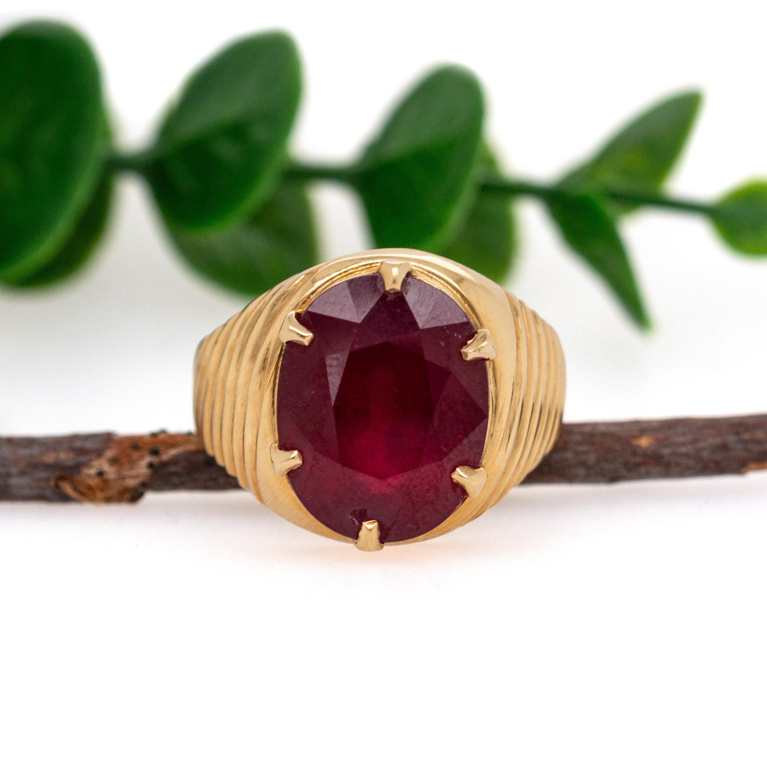Estate 15,25cts Madagaskar Ruby Ring: 18K Solid Gold, Echtgold-Schmuck (Zeitgenössisch) im Angebot