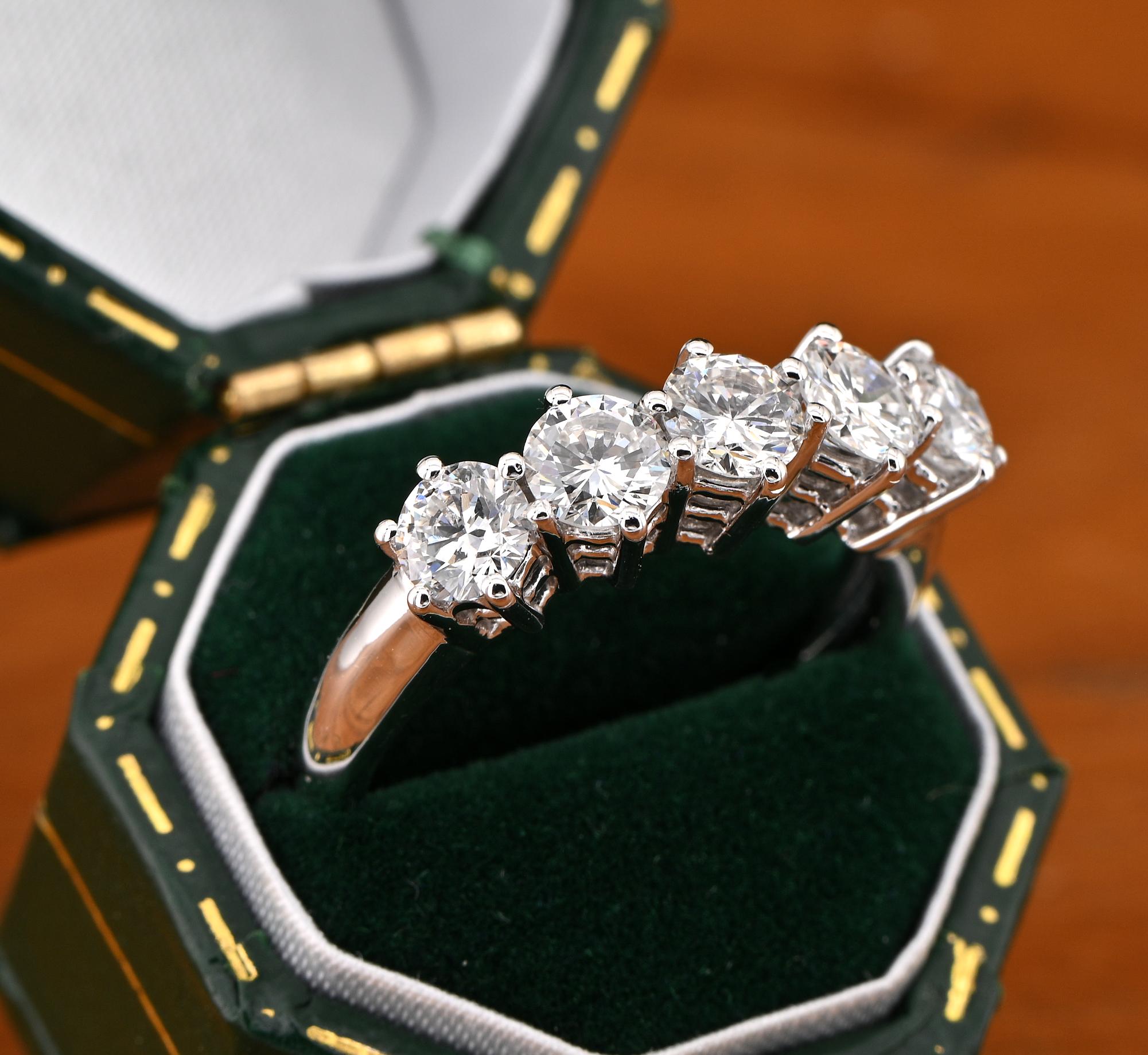 Brilliant Cut Estate 1.60 CT Five Stone Diamond Ring  For Sale