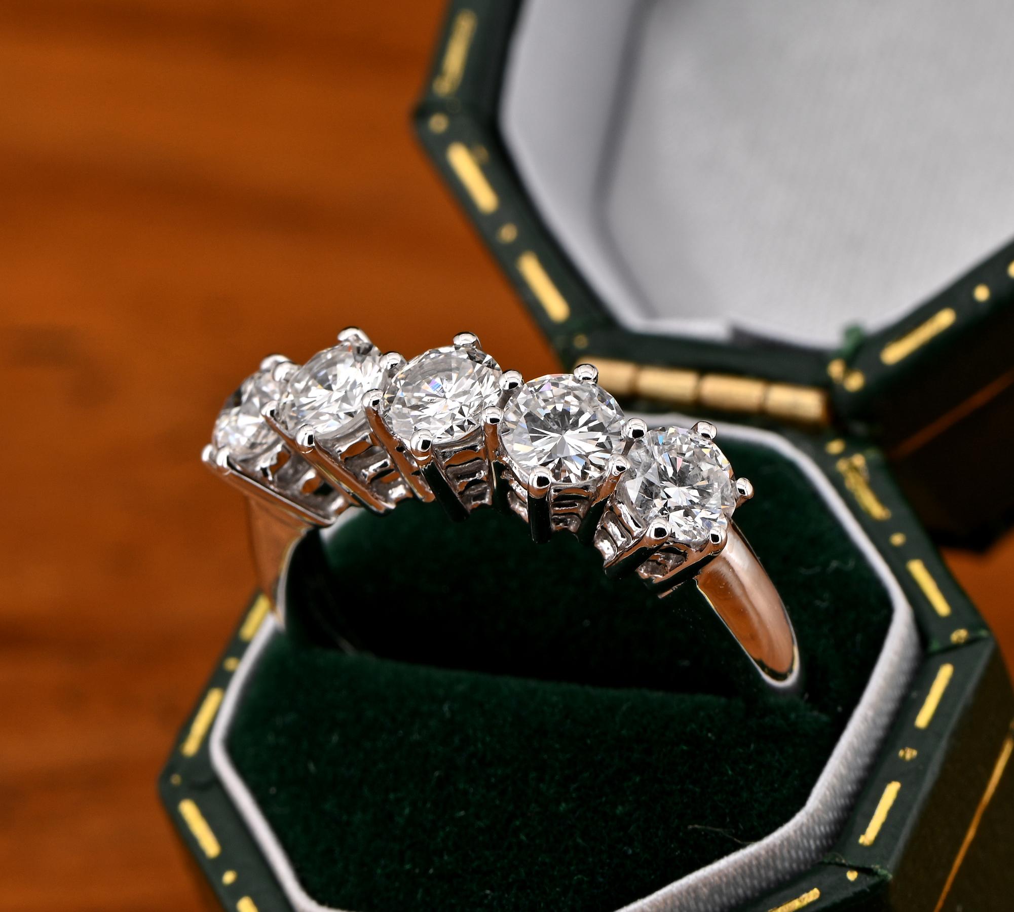 Women's Estate 1.60 CT Five Stone Diamond Ring  For Sale