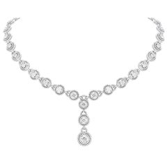 Estate 16.02cts Diamond 18K Gold Elegant Pendant Drop Necklace