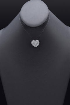Estate 1.63 TCW Diamond White Gold Heart Slider Pendant