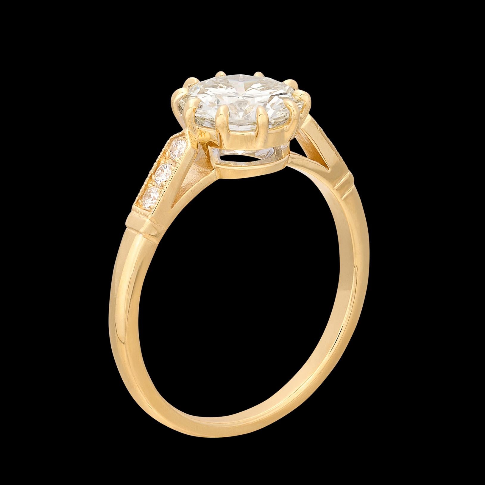 Estate 1.66-cts, Diamond & Gold Engagement Ring 1