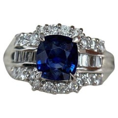 Anello con zaffiro naturale riscaldato dello Sri Lanka da 1,67 carati, in platino, misura 5