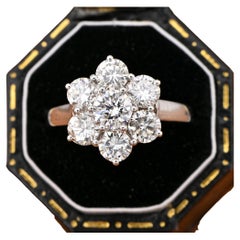 antique floral engagement rings Estate 1.70 CT G VS Diamond Flower Cluster Ring 18 KT