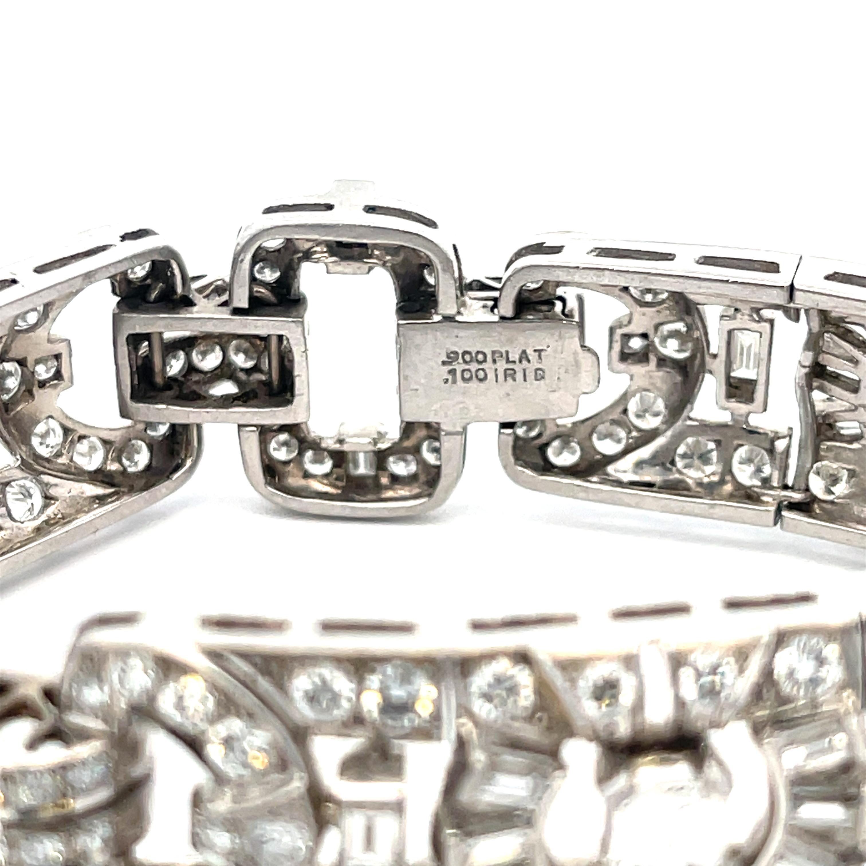 Estate 17.50ctw Diamond Bracelet Platinum In Excellent Condition For Sale In Dallas, TX