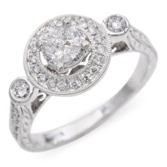 Estate 17k White Gold Diamond Halo Ring