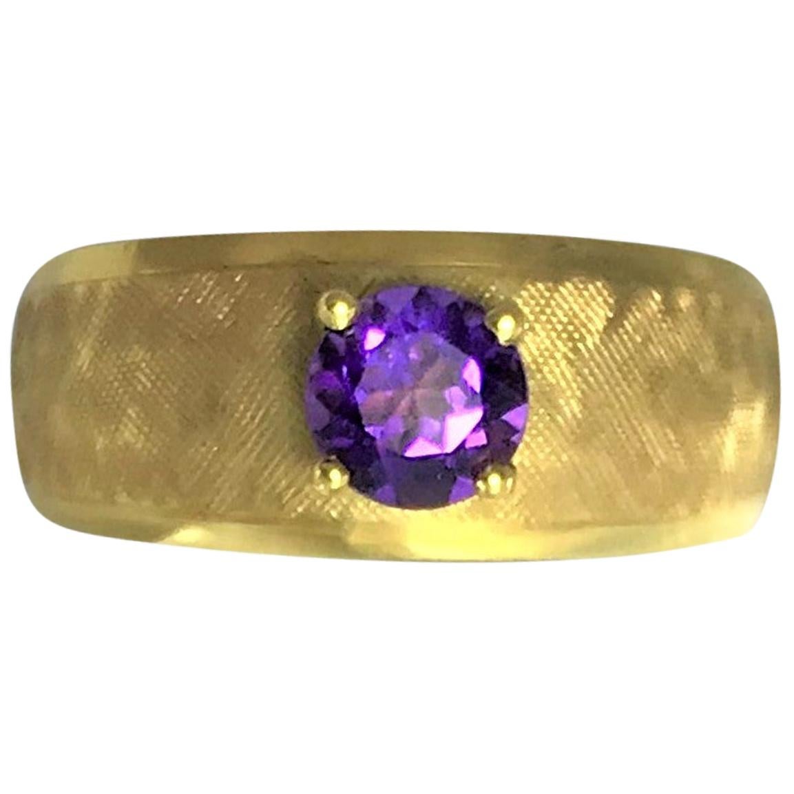 Estate 18 Karat Amethyst Band Ring For Sale