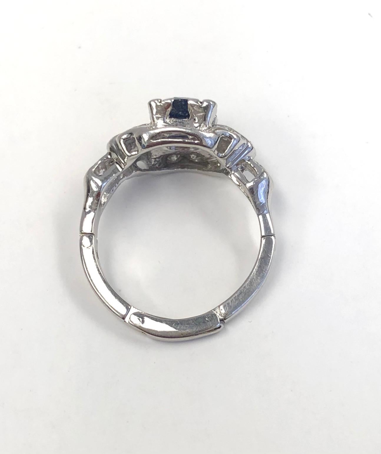 Oval Cut Estate 18 Karat Diamond and 1.30 Carat Burma Sapphire Ring with Finger Fit For Sale