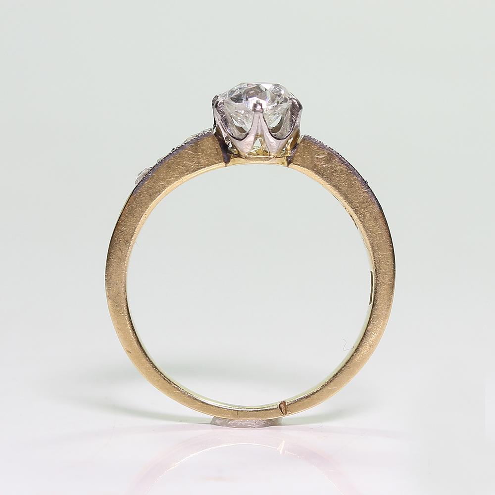 Art Deco Estate 18 Karat Gold 1 Carat Diamond Engagement Ring