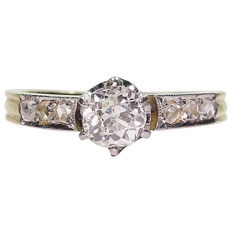 Estate 18 Karat Gold 1 Carat Diamond Engagement Ring