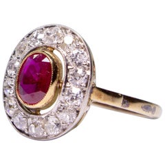 Estate 18 Karat Gold Ruby 'GIA Certified' and Diamond Ring