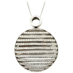 Estate 18 Karat White Gold 2.00 Carat Round Pave Diamond Circle Pendant Necklace